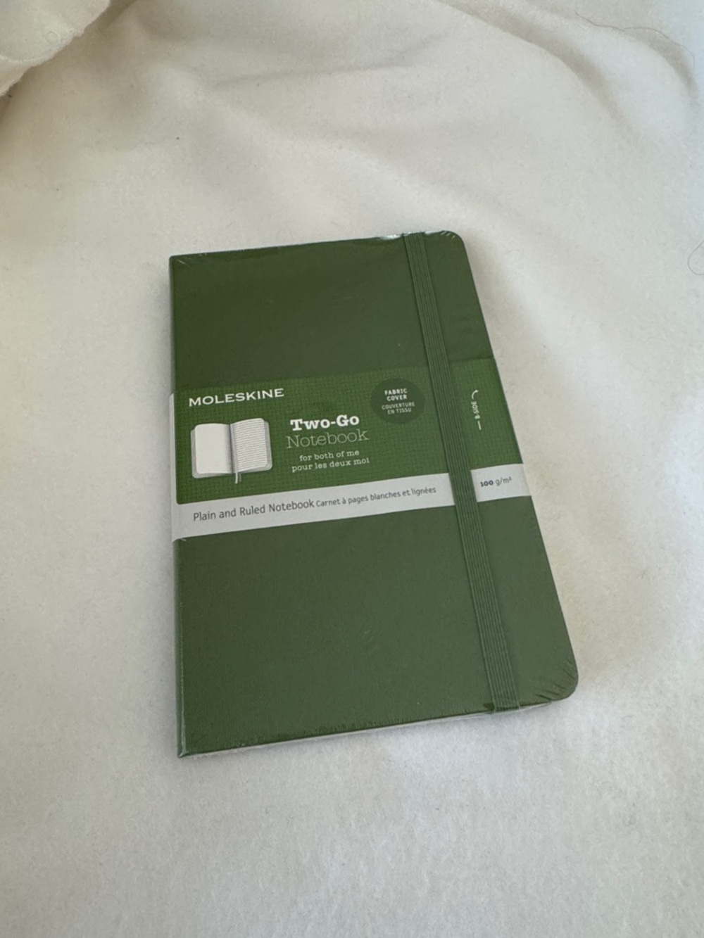Moleskine Two-Go Notebook in Green with Elastic, Dual Page Layout, 4.5” x 7”